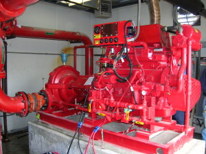 A completed diesel fire pump